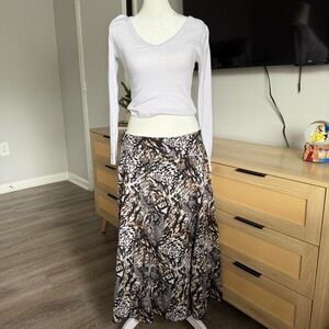 anima print low rise maxi skirt